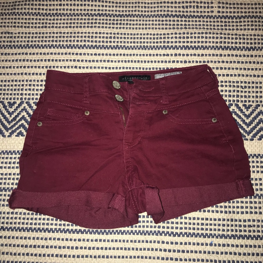 Maroon high waisted shorts